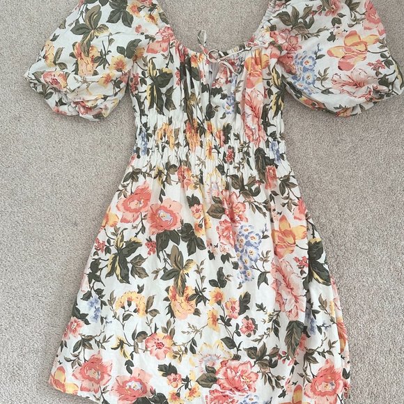 Faithfull The Brand Nikoleta Mini Dress Teatro Floral Print Size Small - Picture 2 of 4
